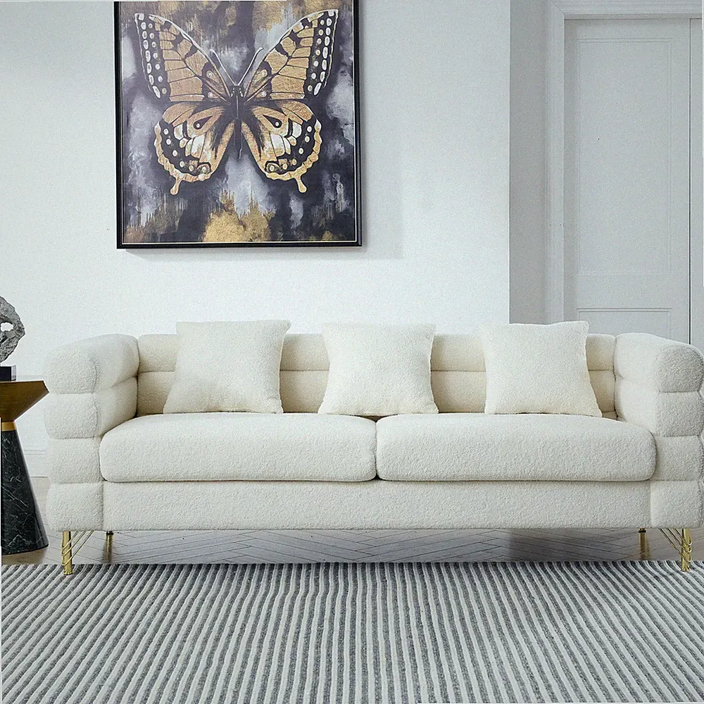 81 Inch Oversized 3 Seater Sectional Sofa, Living Room Comfort Fabric Sectiona