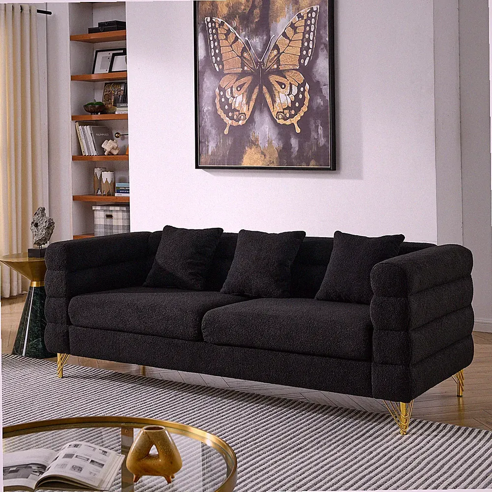 81 Inch Oversized 3 Seater Sectional Sofa,Living Room Comfort Fabric Sectional S