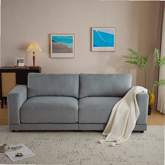 81" Modern Square Arm Sofa with Gray Velvet Upholstery and Deep Cushions