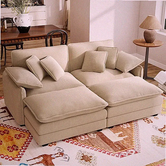 81" Modular Sectional Sofa with 2 Ottoman,Cloud Couch Sectional 2 Seats Sofa,Sma