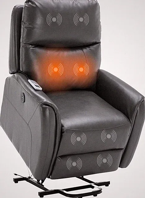 81119 Electric Power Lift Recliner Chair Sofa Faux Leather with Massage and Heat