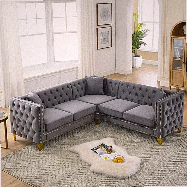82.2-Inch 5-Seater Oversized L-Shaped Sectional Sofa Couch for Living Room Gray