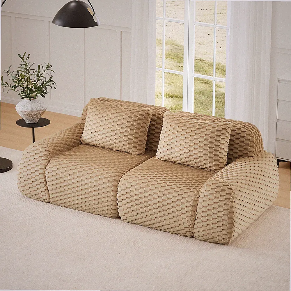 82" 2-Seater Sectional Sofa Flannelette Fabric Upholstery Couch Deep Loveseat