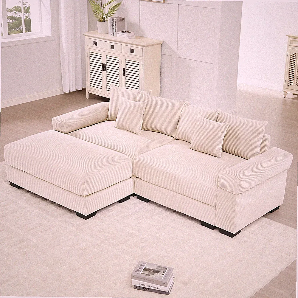 82.6" Oversized Cloud Modular L-Shape Sectional Couch, Soft Corduroy Fabric,With
