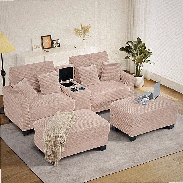 82.6" Oversized Upholstered Chaise Lounge Chair Sofa w/ USB Ports & Cup Holder