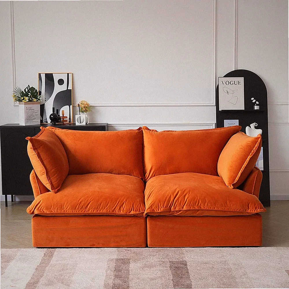 82.66" Velvet Sectional Couches for Living Room, Modular Sectional Sofa, Comfy C