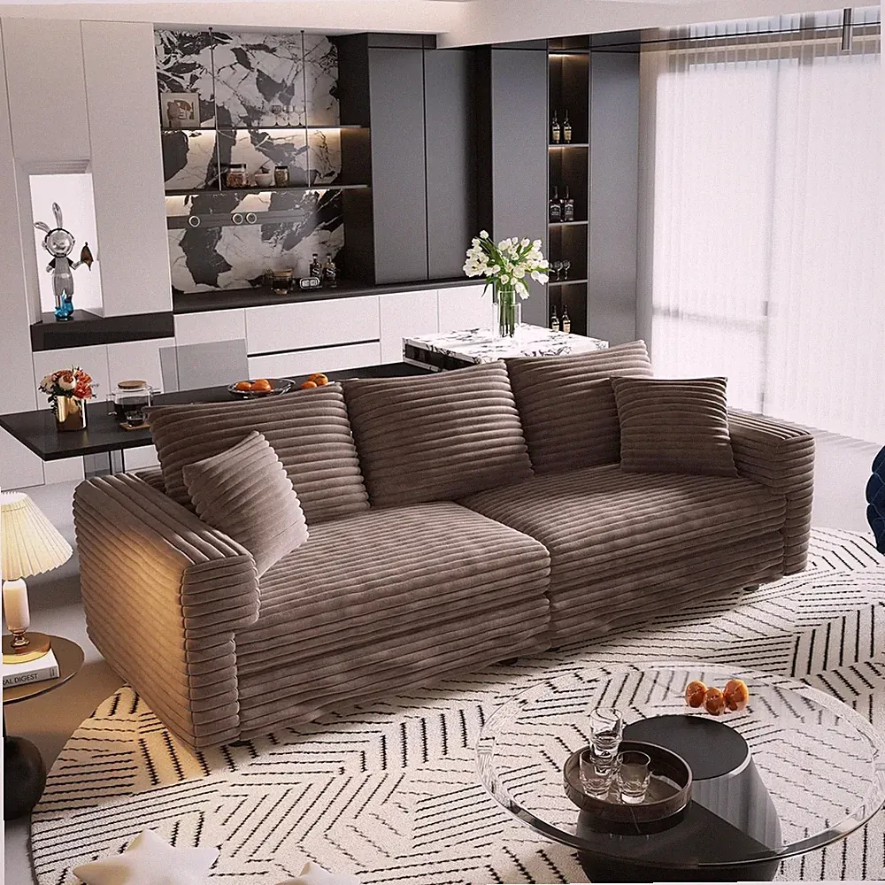 82.7" Cloud Modular Sectional Sofa 3 Seat Convertible Deep Seat Sofa Corduroy