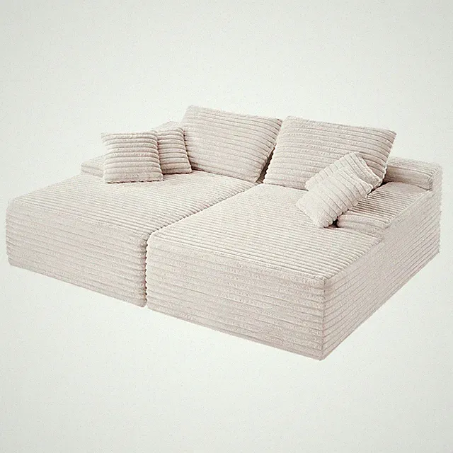 82.7-Inch Oversized Double Chaise Lounge, Corduroy Fabric Sectional Sofa