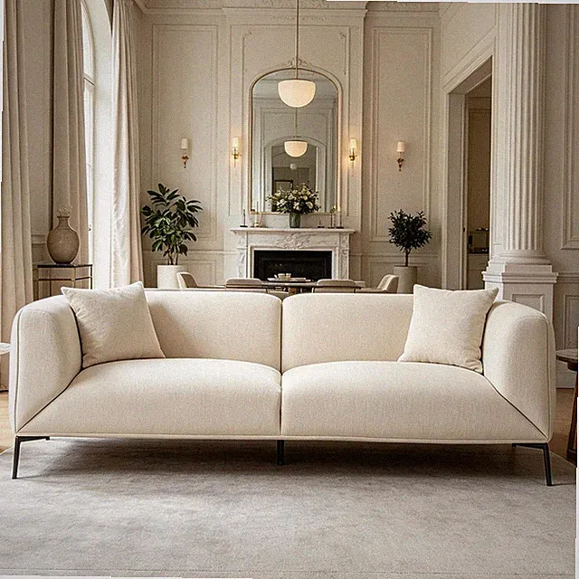 82.7" Modern Sofa Boucle Couch for Living Room,2 Pillows,Metal Feet.