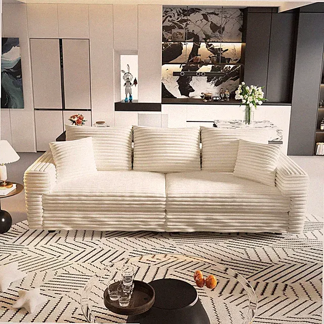 82.7" Plush Cloud Modular Sofa with Soft Pillows for Living Room, Beige