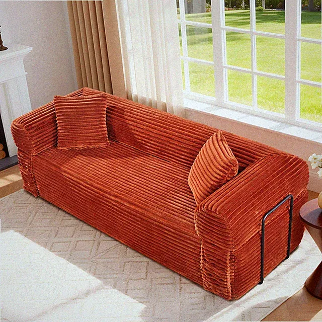 82" Boneless Couch for Living Room, Floor Sofa in a Box, with Fixed-Shape Frame