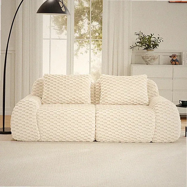 82" Deep Seat Flannelette Sectional Sofa - 2-Seater Modular Couch w/Anti-Slip