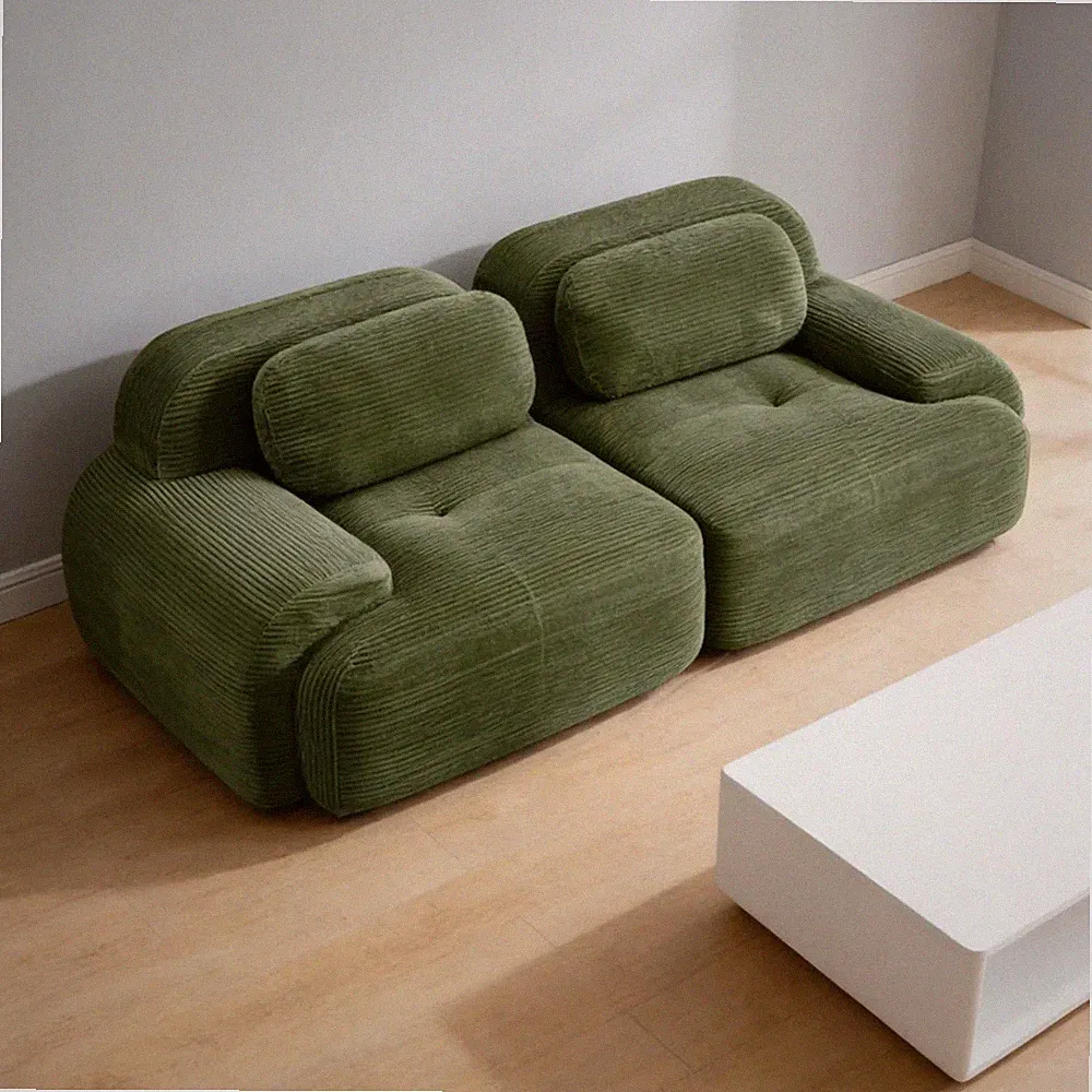 82 inch Simplified Style Durable Modular Sofa Green Reversible Sectional Sofa