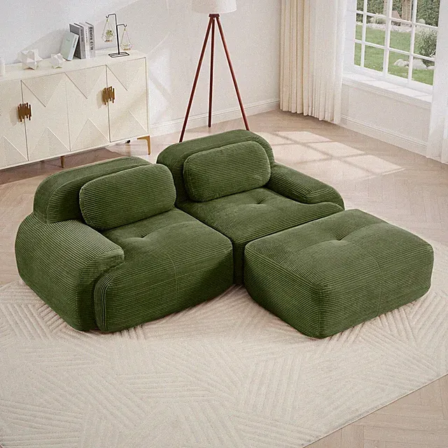 82'' L-shaped sofa in softCorduroy Fabric fabric modular design multiple co