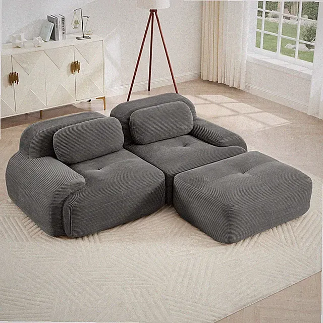 82'' L-shaped sofa in softCorduroy Fabric fabric modular design multiple comb