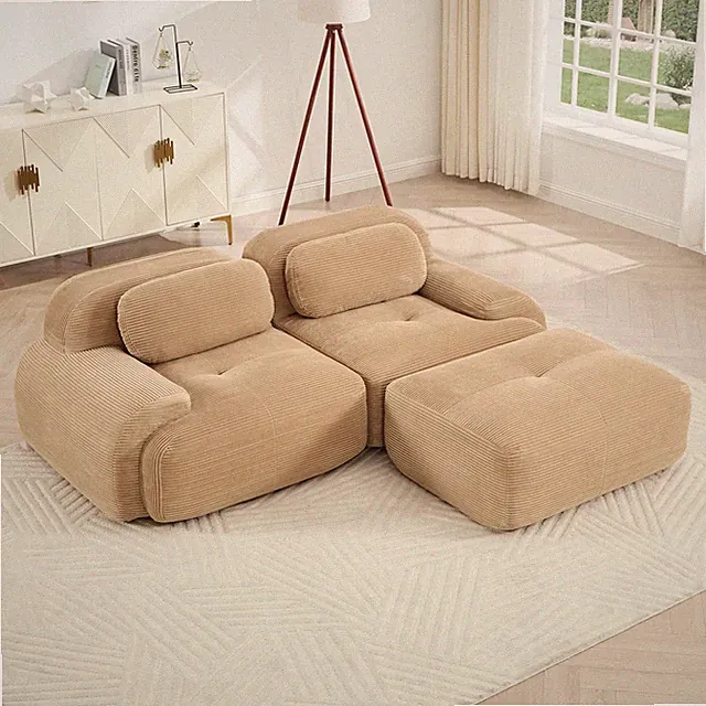 82'' L-shaped sofa in softCorduroy Fabric fabric modular design multiple combi