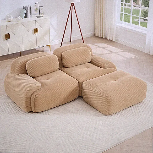 82'' L-shaped sofa in softCorduroy Fabric fabric modular design multiple combina