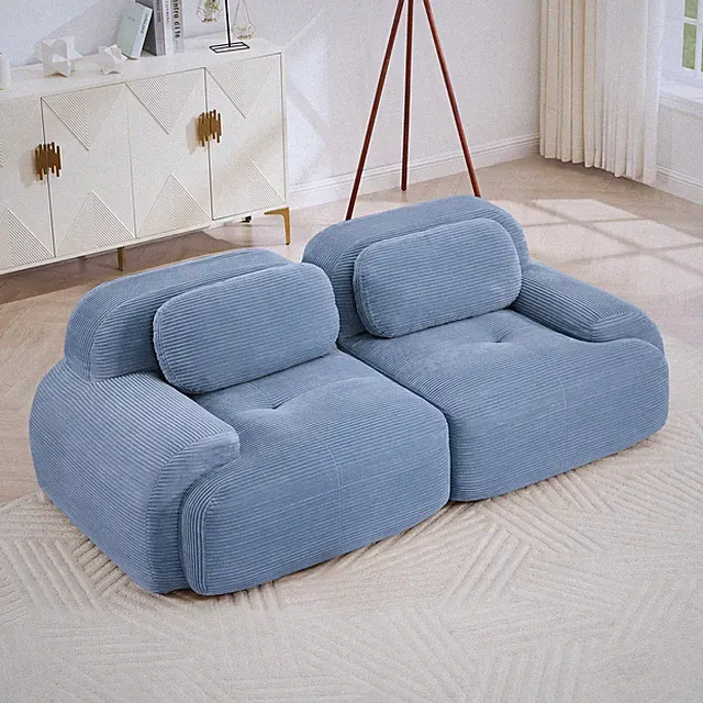 82'' loveseat sofa in luxuryCorduroy Fabric modular for free combo separation