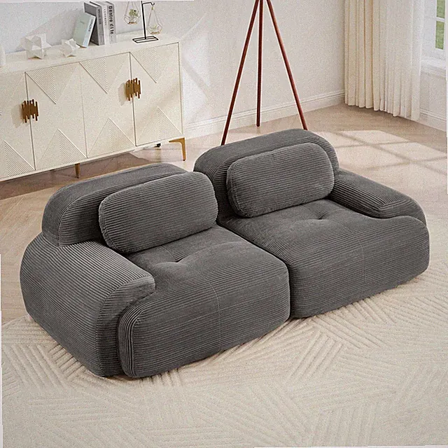 82'' loveseat sofa in luxuryCorduroy Fabric modular for free combo separation