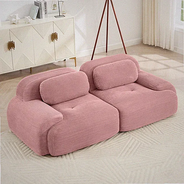 82'' loveseat sofa in luxuryCorduroy Fabric modular for free combo separation c