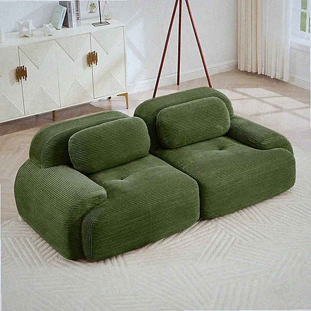 82'' loveseat sofa in luxuryCorduroy Fabric modular for free combo separation c