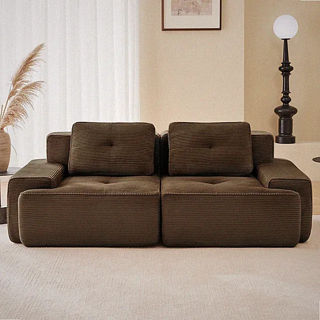 82" Modern L-Shaped Modular Sectional Sofa for Living Room, Corduroy Fabr
