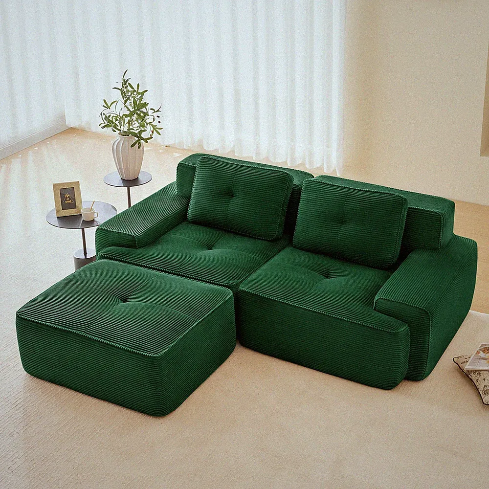82" Modern L-Shaped Modular Sectional Sofa for Living Room,Corduroy Fabric