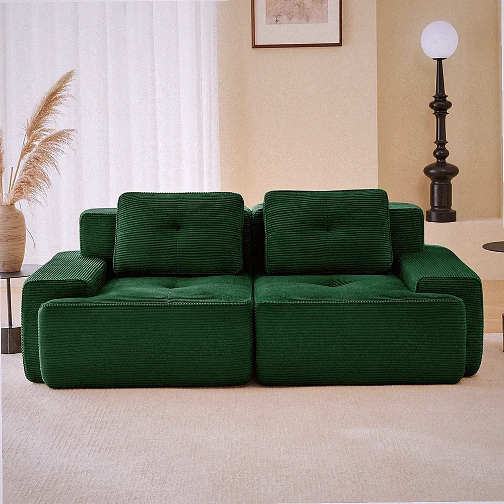 82" Modern L-Shaped Modular Sectional Sofa for Living Room,Corduroy Fabric,2