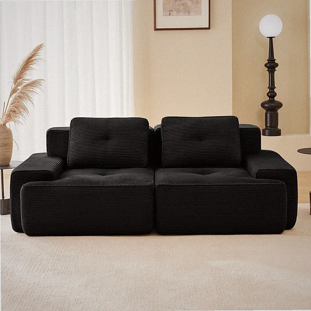 82" Modern L-Shaped Modular Sectional Sofa for Living Room,Corduroy Fabric,2-S