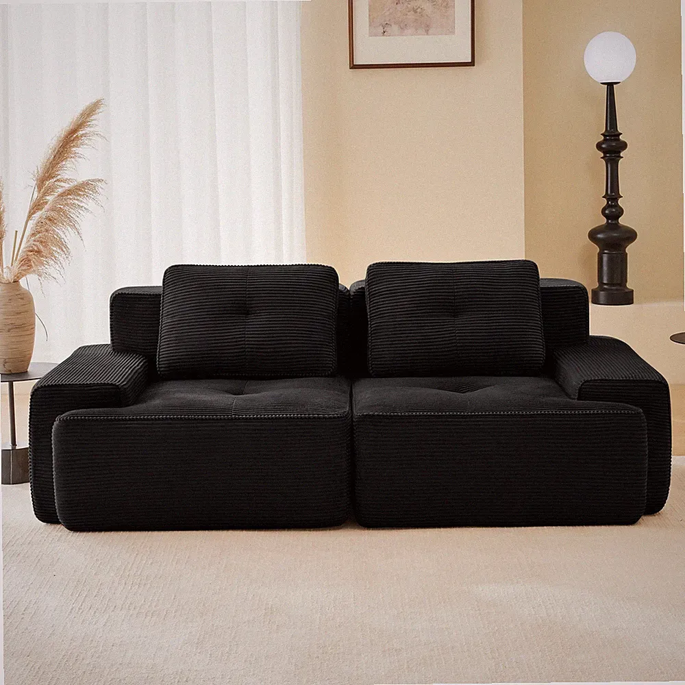 82" Modern L-Shaped Modular Sectional Sofa for Living Room, Corduroy Fabric