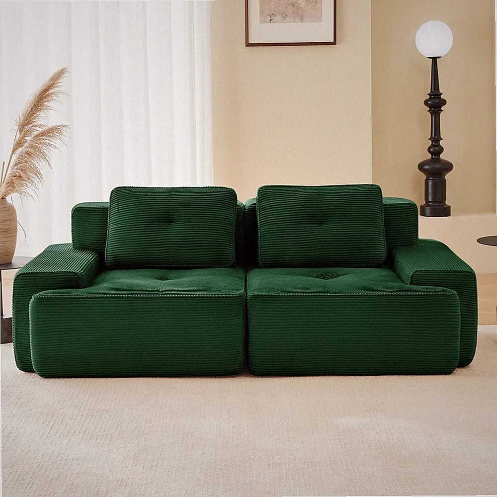 82" Modern L-Shaped Modular Sectional Sofa for Living Room, Corduroy Fabric