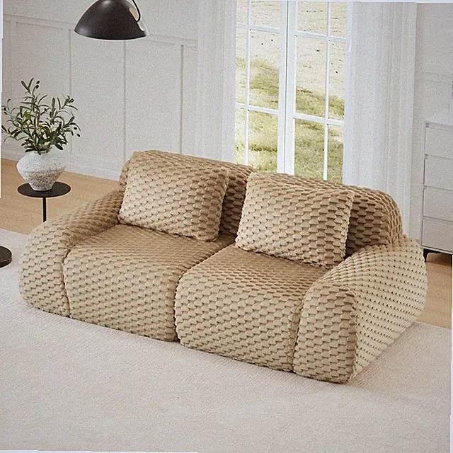 82" Modern Modular Sectional Sofa Oversized 2-Seater Couch,Boneless Sofa Camel