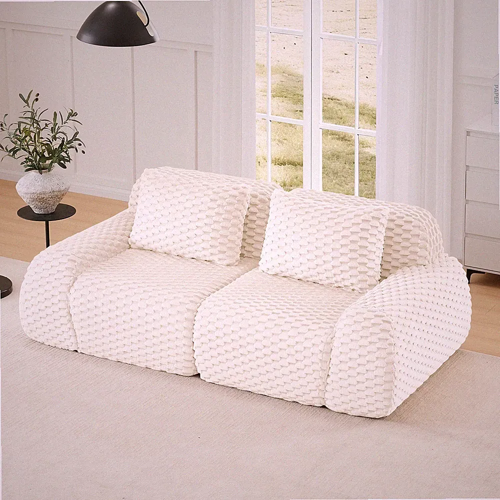 82" Modern Modular Sectional Sofa Oversized 2-Seater Couch,Boneless Sofa Cream