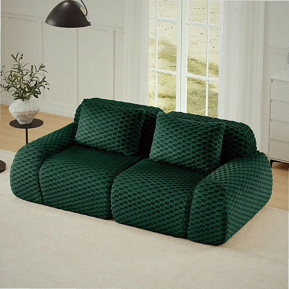 82" Modern Modular Sectional Sofa Oversized 2-Seater Couch,Boneless Sofa Green