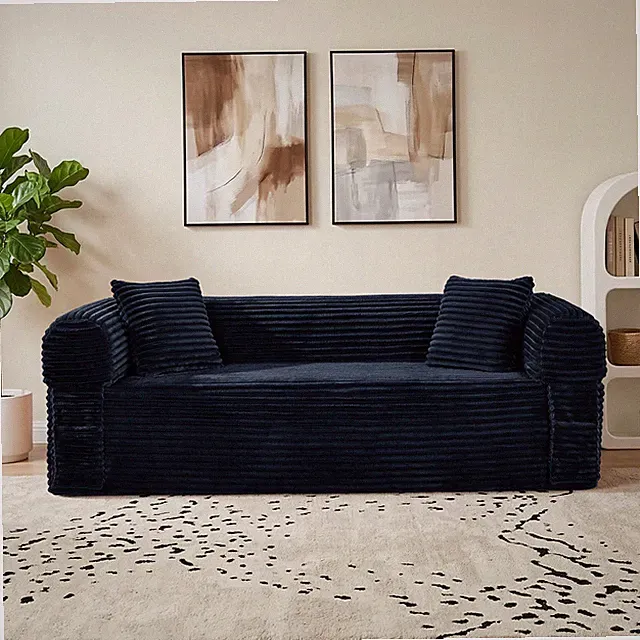 83" Convertible Sleeper Sofa Bed,Corduroy Mattress Couch with Fixed-Shape Frame