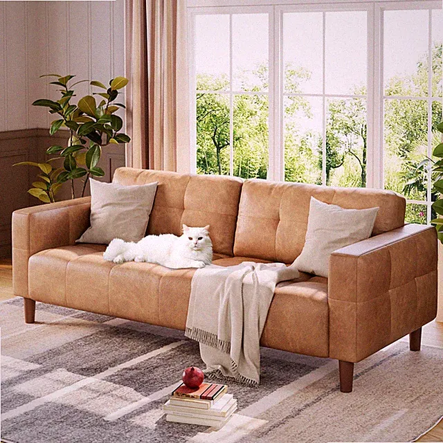83" Faux Leather Couch 3 Seater Sofa Couches Large Modern Office Apartment Couch