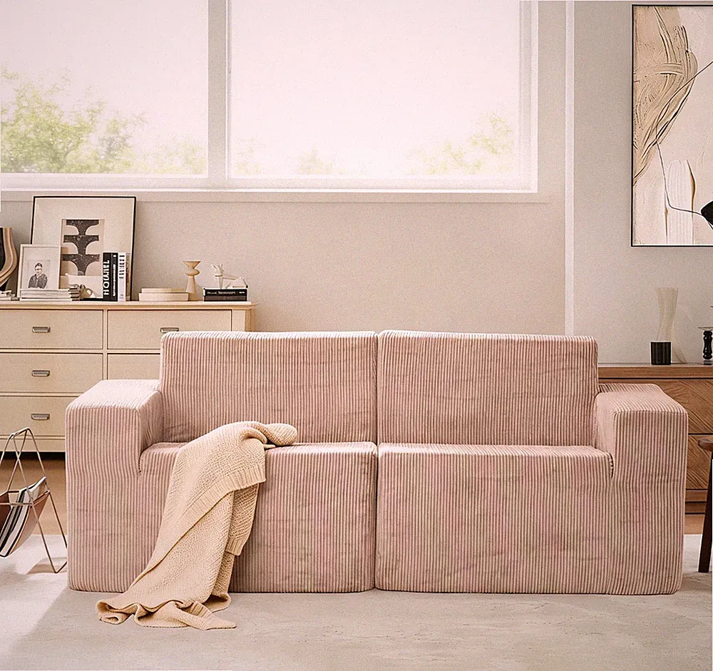 83" Minimalist Memory Foam Floor Couch Modular Sectional Sofa Deep Seat Wide Arm