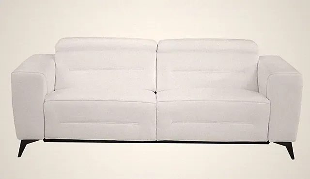 83 White Italian Leather USB Reclining Sofa With Black Legs