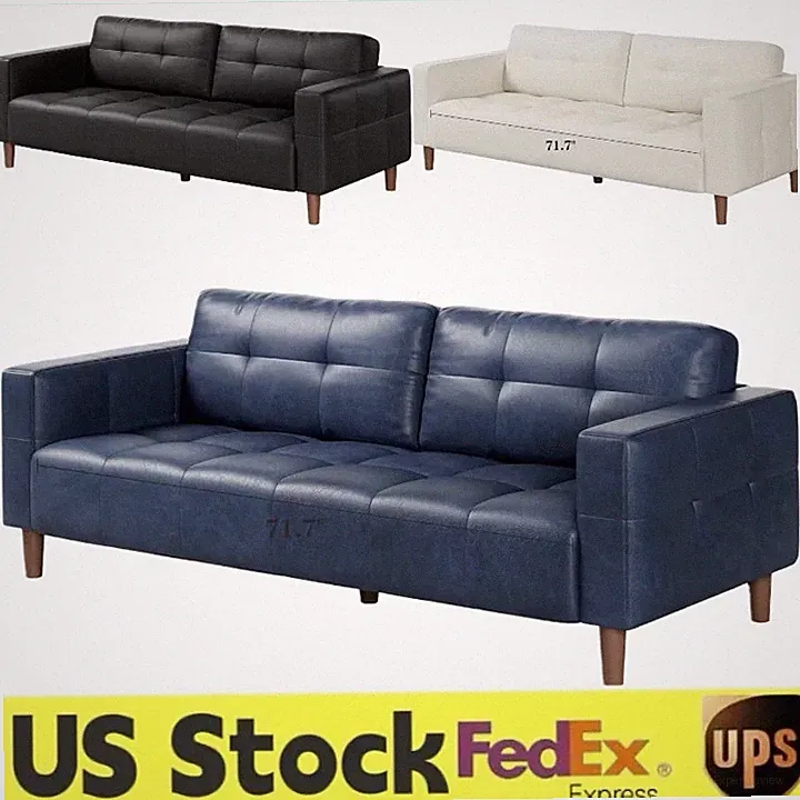🚩83IN Waterproof 3-Seater Sofa Faux Leather Couch W/2 Back Cushion&Wide Arm Bed
