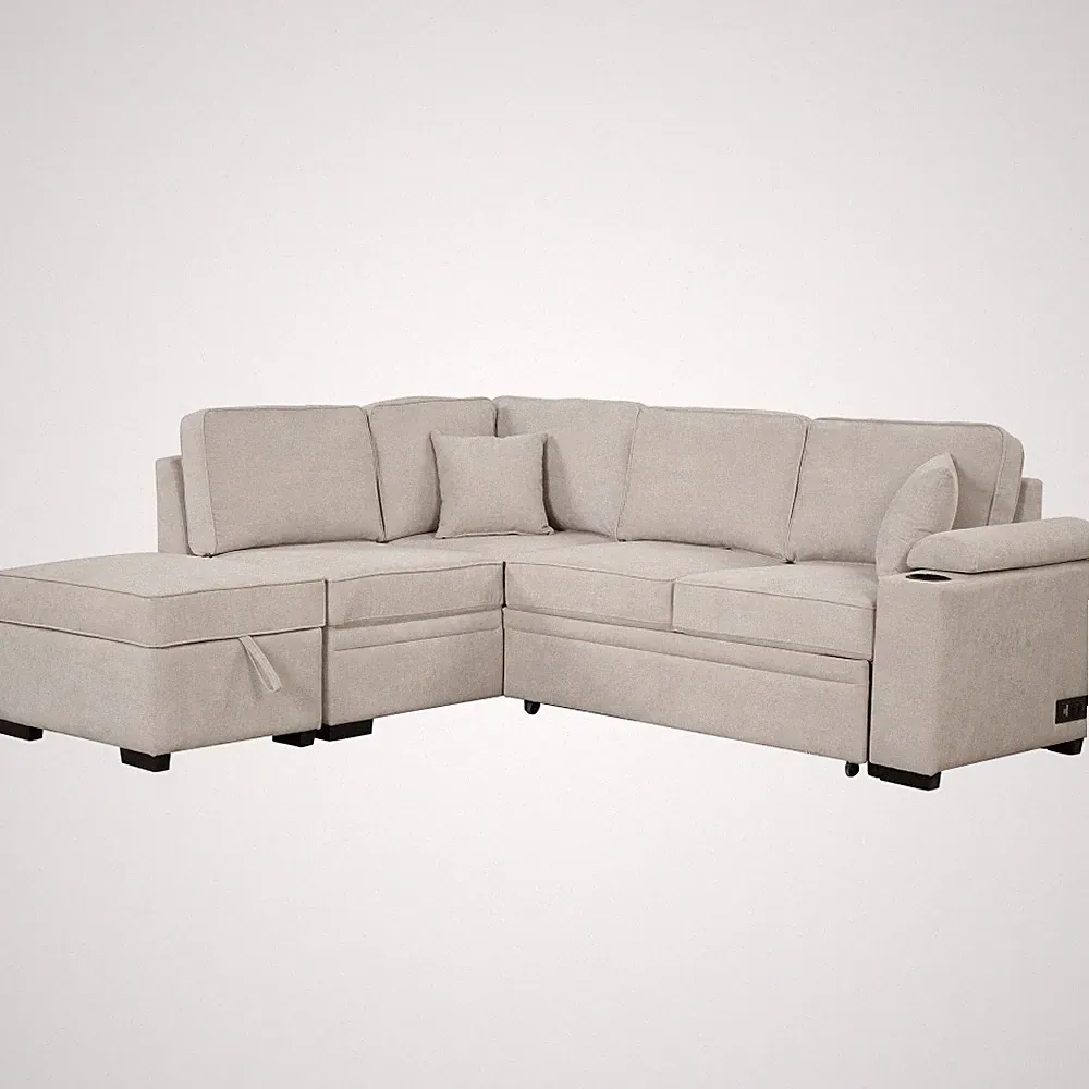 84.75" L-Shaped Sleeper Sofa Pull Out Couch Bed Velvet Sectional Sofa