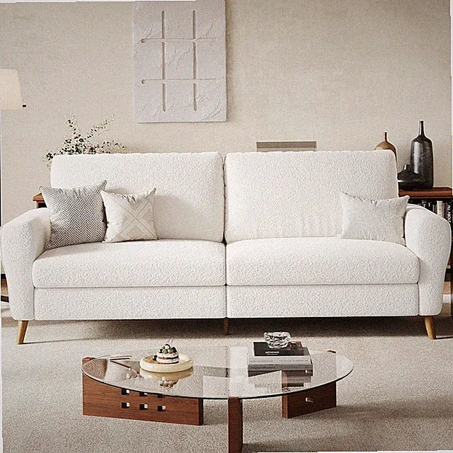84 in Sofa Couch, Large Loveseat Sofa with Wide Armrests, Deep Seats & Wood Feet
