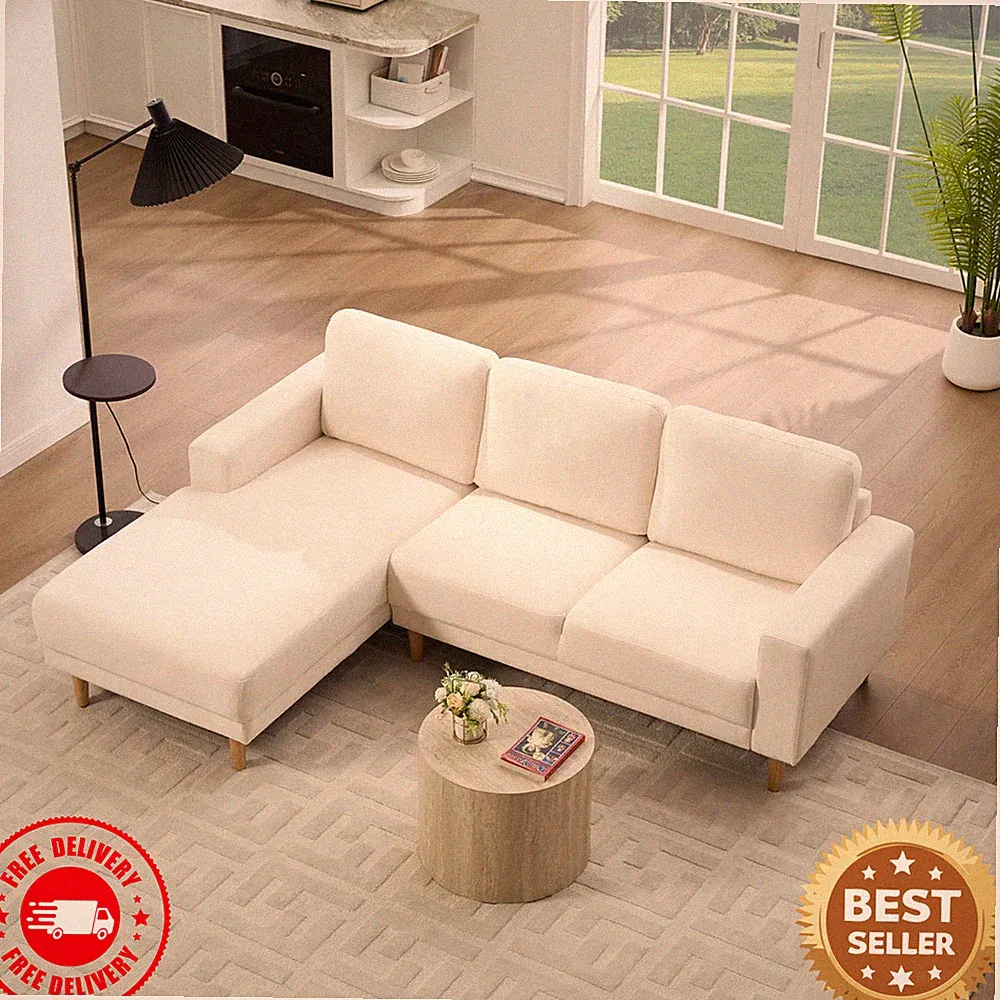 84" L-Shaped Sectional Sofa Left Facing Chenille Upholstered w/ Chaise