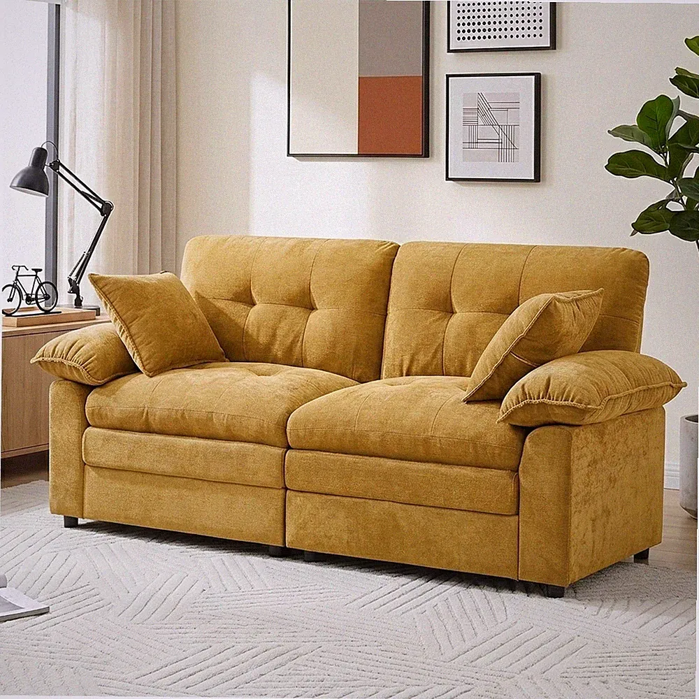 84" Modular Loveseat Sofa, Comfy Chenille 2 Seater Sectional Sofa with Pillows