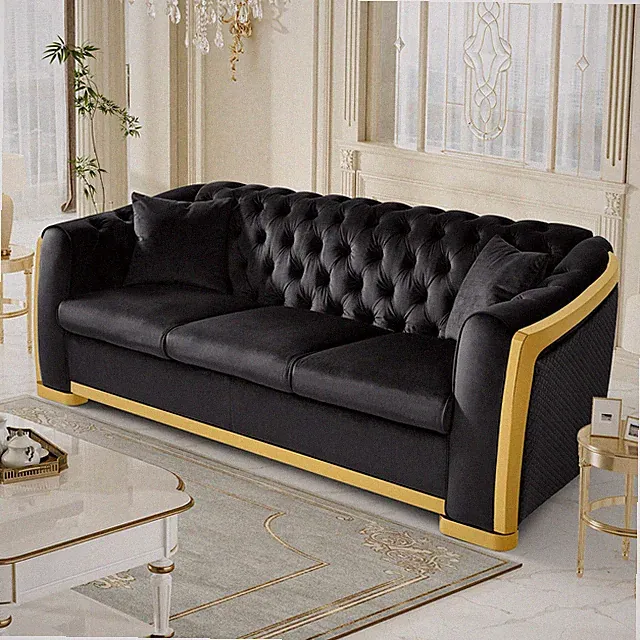 84" Velvet Sofa Couch 3 Seater Tufted Living Room High Seat 800 lbs Capacity