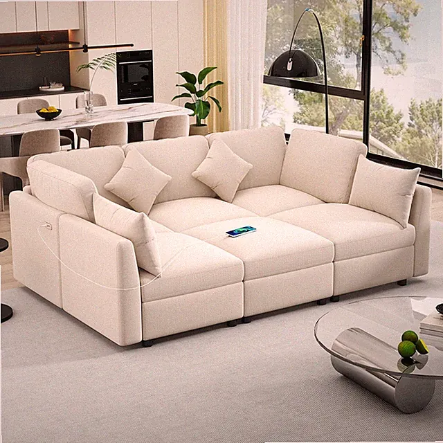 86.6" Sectional Sofa Modular Sofa U-shaped Sofa Couch Sofa Bed L-shaped Sofa wit