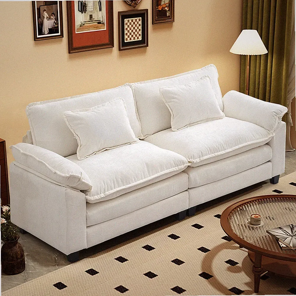 86" Loveseat Sofa Comfy Deep Seat Chenille 2 Seater Loveseat Sofa with Pillows