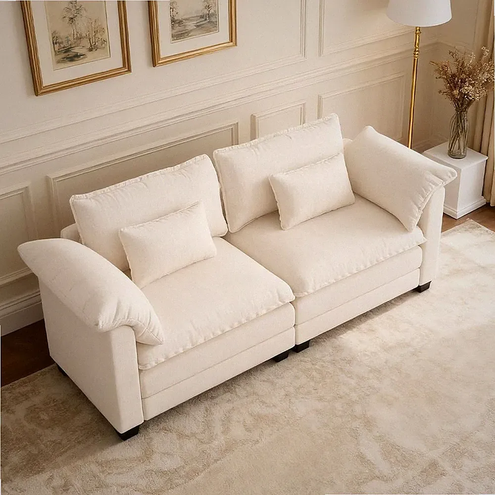 86" Sectional Sofa,Comfy Cloud Modular Couch with Throw Pillows,Modern Chenille