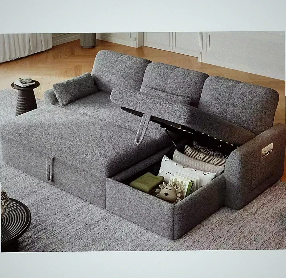 86” Sleeper Sofa, 2 In 1 Convertible Sofa Bed, Pull Out Couch Bed Chase Storage