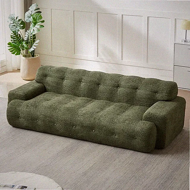 87.4" Cloud Couch, Oversized 3-Seater Sofa, Deep Chenille, Green