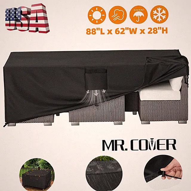 88x62x28In 420D Patio Furniture Set Cover Waterproof Heavy Duty 6-8 Seat Outdoor